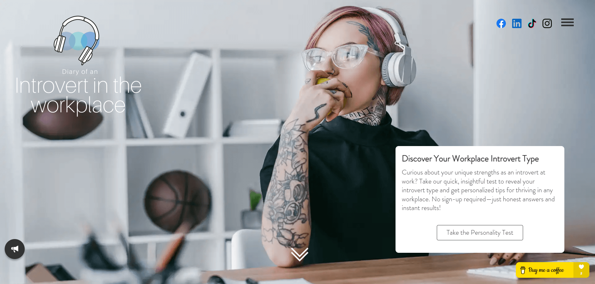 Introvert in the Workplace homepage screenshot